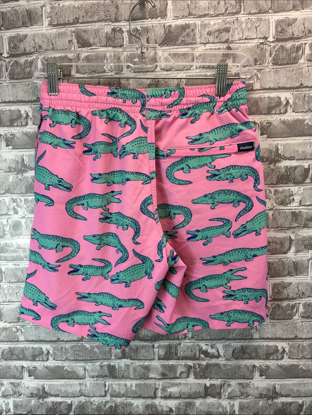 chubbies Pink Shorts with Green Alligator Print